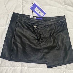 Black leather mini skirt